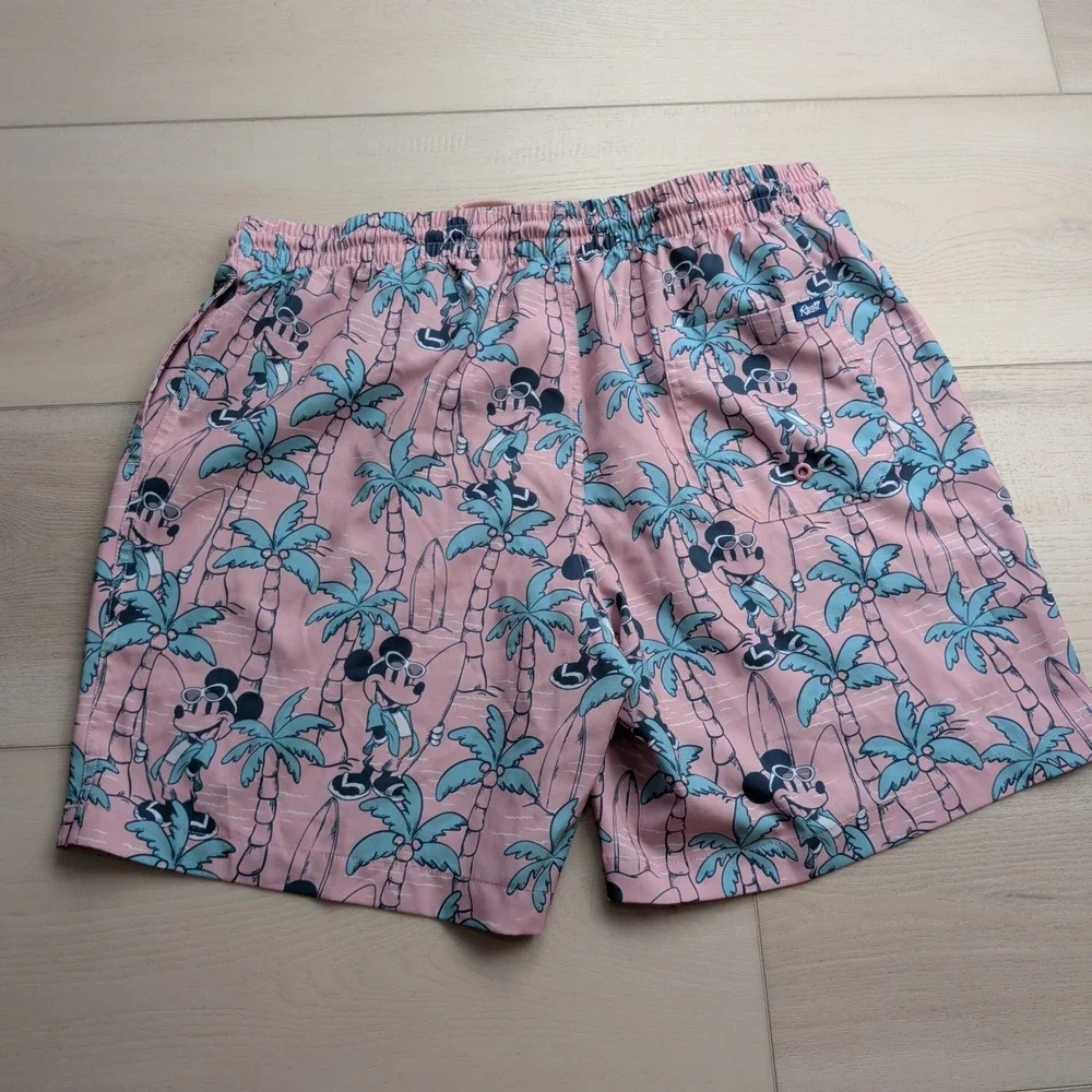 RSVLTS x Disney Mickey Mouse Swim Trunks Mens XL Pink Tropical Palm Tree Shorts